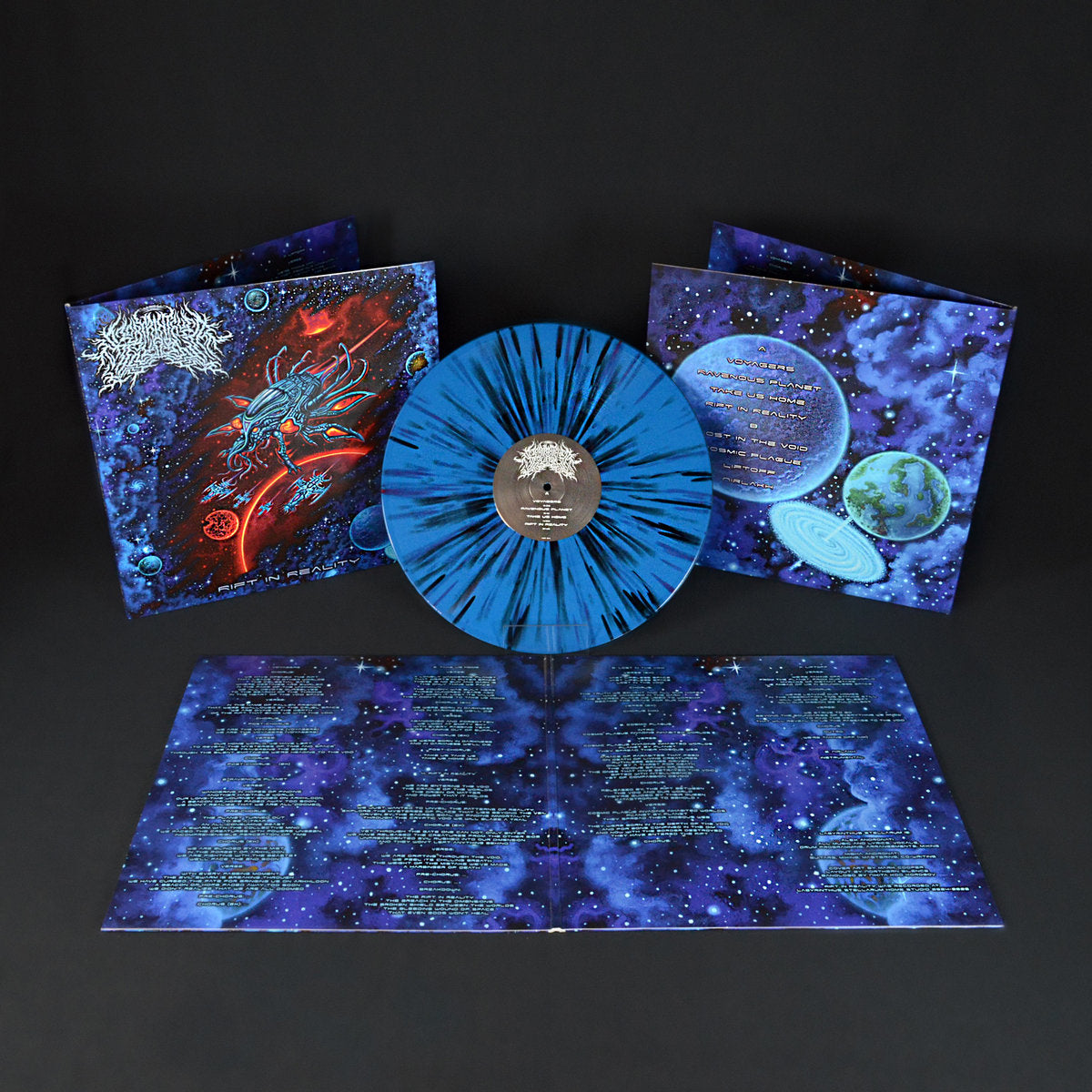 Rift in Reality ltd. LP (111x blue with red & black splatter)